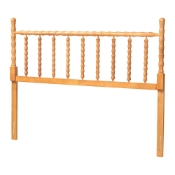 Baxton Studio Edaline Bamboo Motif Headboard - Crafted Wood Panel with Decorative Turned Spindle Design for Boho Costal Bedroom, King, Oak Brown